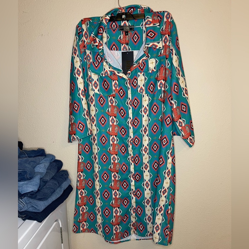 Western long shirt dress